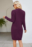 Cable-Knit Long Sleeve Sweater Dress - Trendsi - Flyclothing LLC