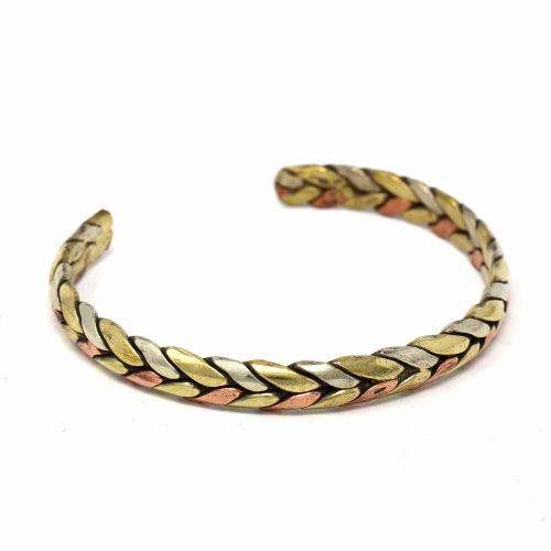Copper and Brass Cuff Bracelet: Healing Trinity - DZI (J) - DZI (J) - Flyclothing LLC