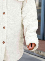 Button Down Collared Coat - Trendsi