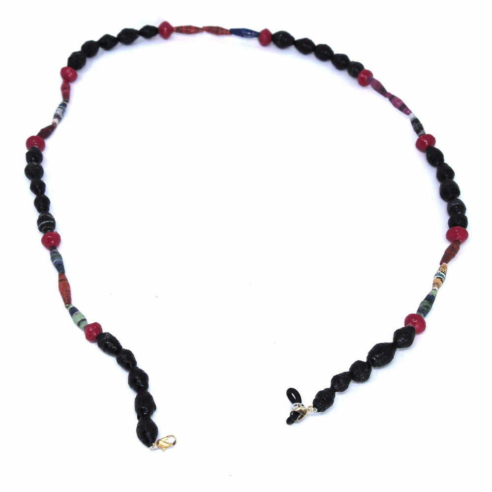 Face Mask/Eyeglass Paper Bead Chain, Black and Red - Creative Alternatives - Flyclothing LLC