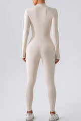 Half Zip Mock Neck Active Jumpsuit - Trendsi - Flyclothing LLC