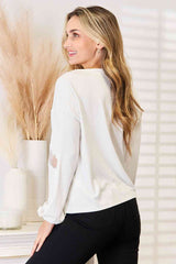 Double Take V-Neck Dropped Shoulder Blouse - Trendsi - Flyclothing LLC