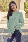 Basic Bae Full Size Ribbed Round Neck Long Sleeve Knit Top - Trendsi - Flyclothing LLC