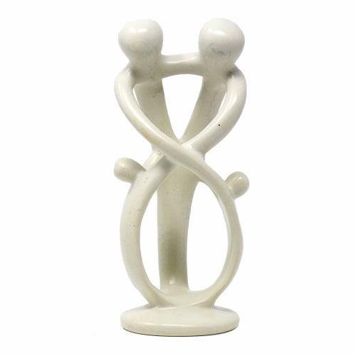 Natural 8-inch Tall Soapstone Family Sculpture - 2 Parents 2 Children - Smolart - Smolart