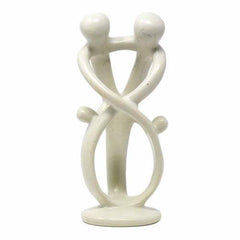 Natural 8-inch Tall Soapstone Family Sculpture - 2 Parents 2 Children - Smolart - Smolart