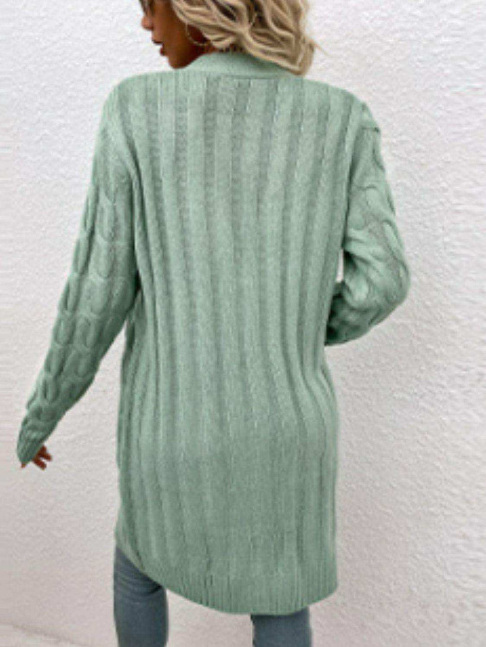 Cable-Knit Button Down Cardigan with Pockets - Trendsi - Flyclothing LLC