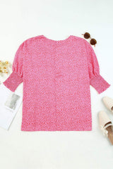 Leopard Smocked Flounce Sleeve Blouse - Trendsi - Flyclothing LLC