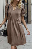 Notched Short Sleeve Dress - Trendsi - Flyclothing LLC