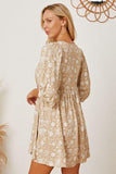 Floral Tie Neck Ruched Babydoll Dress - Trendsi