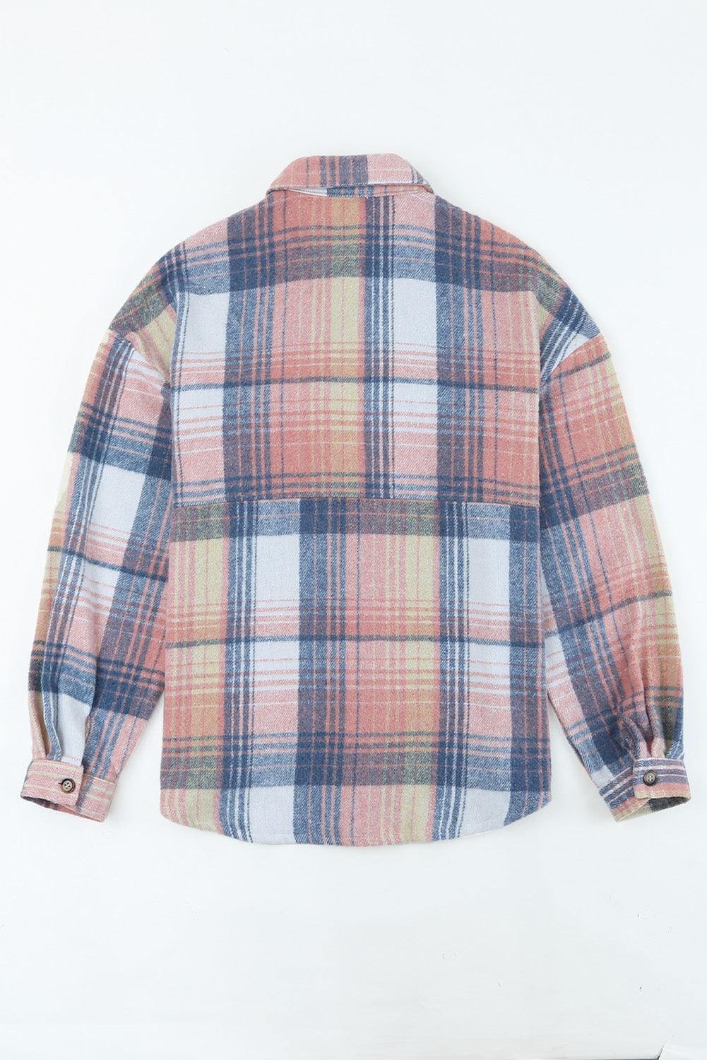 Plaid Dropped Shoulder Shacket - Trendsi