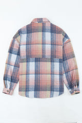 Plaid Dropped Shoulder Shacket - Trendsi
