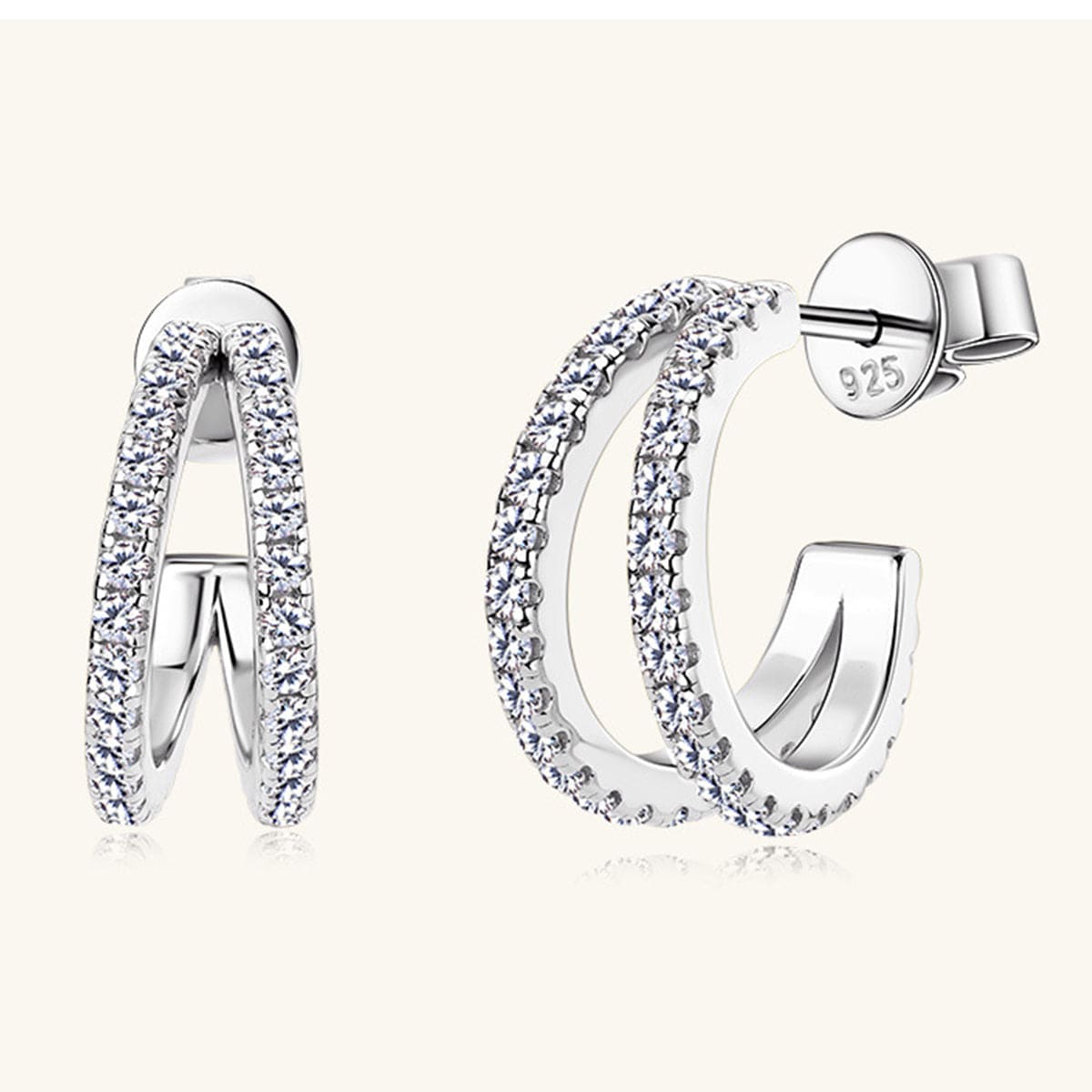 Moissanite 925 Sterling Silver C-Hoop Earrings - Trendsi