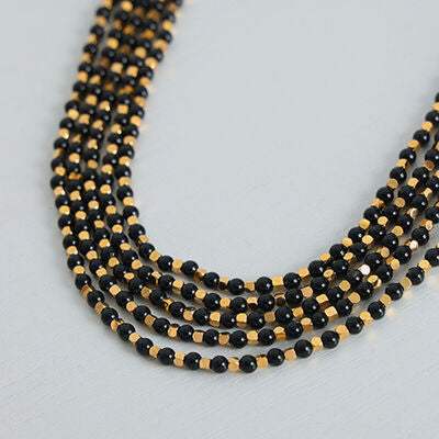 Agate Beaded Titanium Steel Necklace - Trendsi - Flyclothing LLC