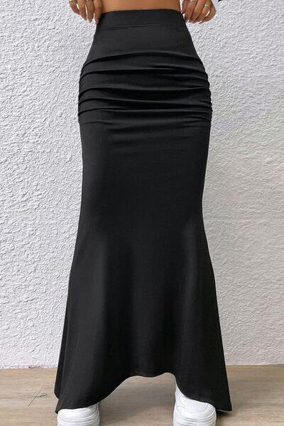 Ruched Maxi Trumpet Skirt - Trendsi