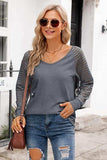 V-Neck Long Raglan Sleeve Top - Trendsi - Flyclothing LLC