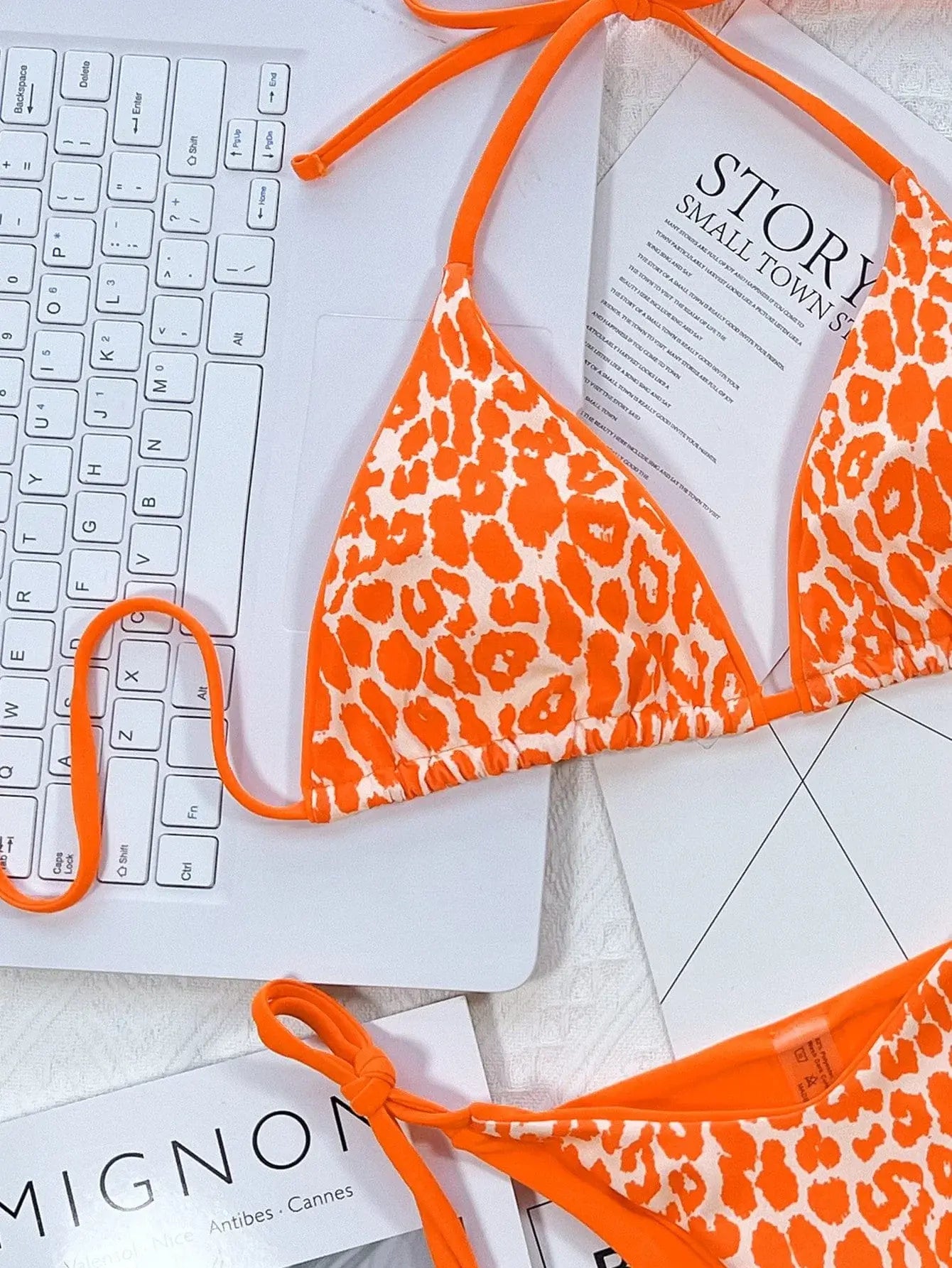 Leopard Print Halter Neck Tie Side Bikini Set - Trendsi - Flyclothing LLC