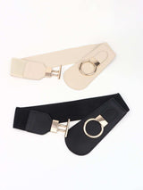 PU Elastic Wide Belt with Alloy Buckle - Trendsi - Flyclothing LLC