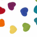 Hand Crafted Felt from Nepal: Hearts Garland, Multicolored - Global Groove Direct