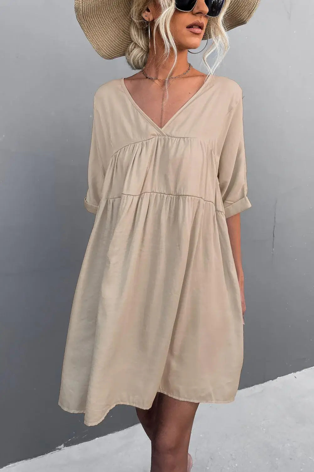 Tie Back Pocket Mini Dress - Trendsi - Flyclothing LLC