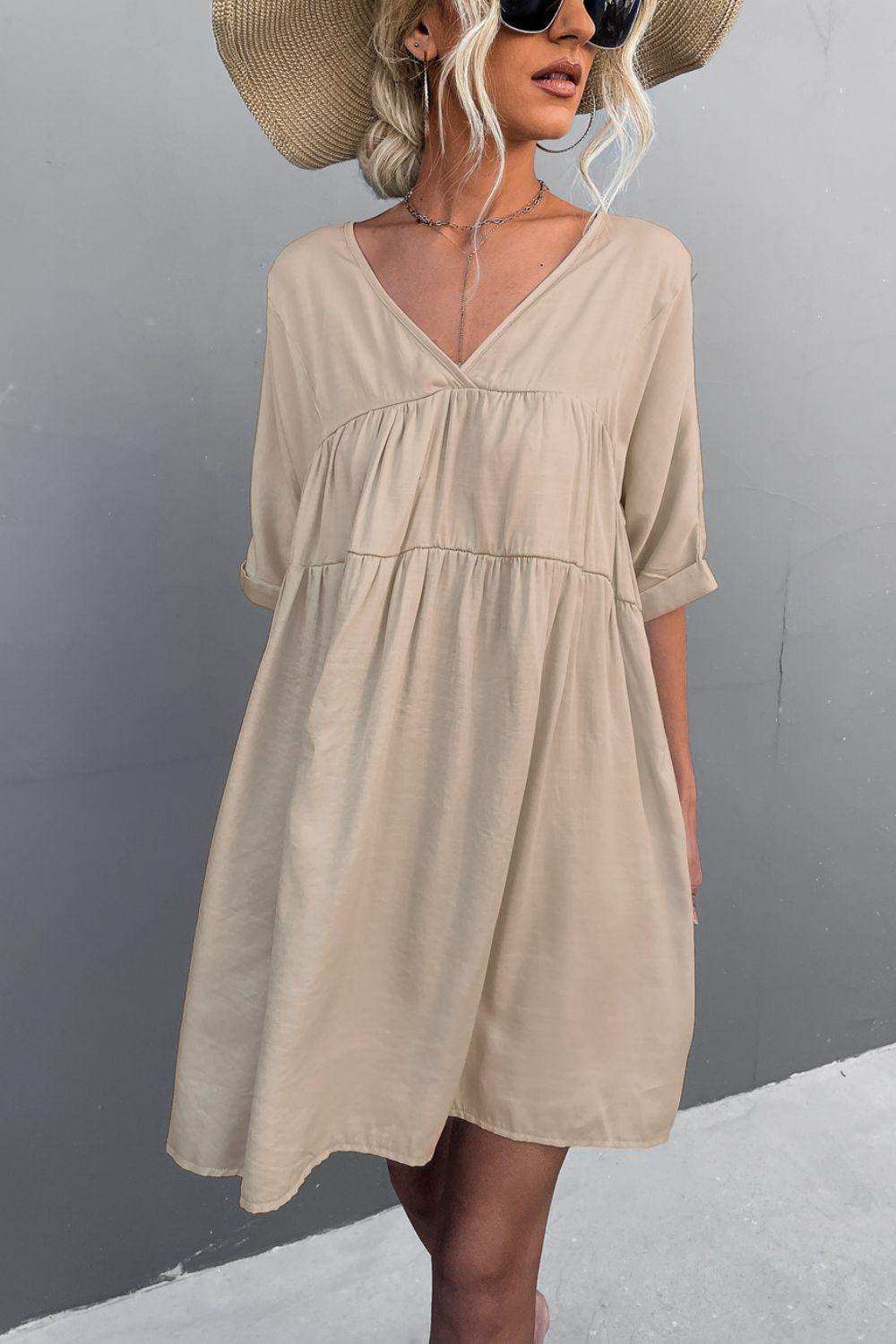 Tie Back Pocket Mini Dress - Trendsi - Flyclothing LLC