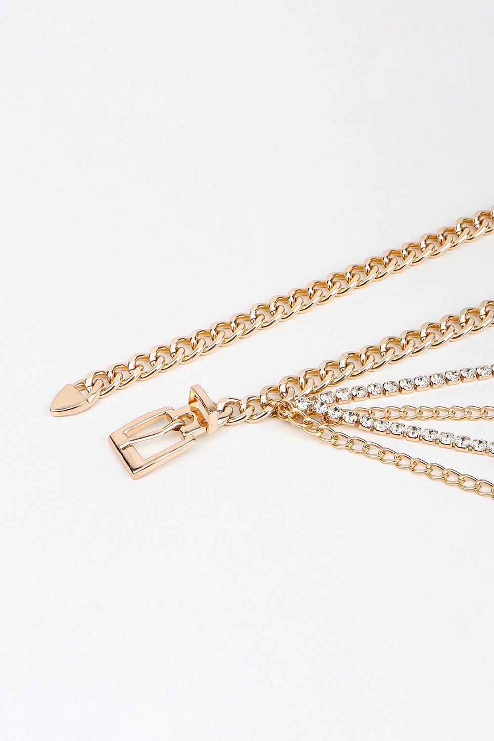 Rhinestone Decor Metal Chain Belt - Trendsi