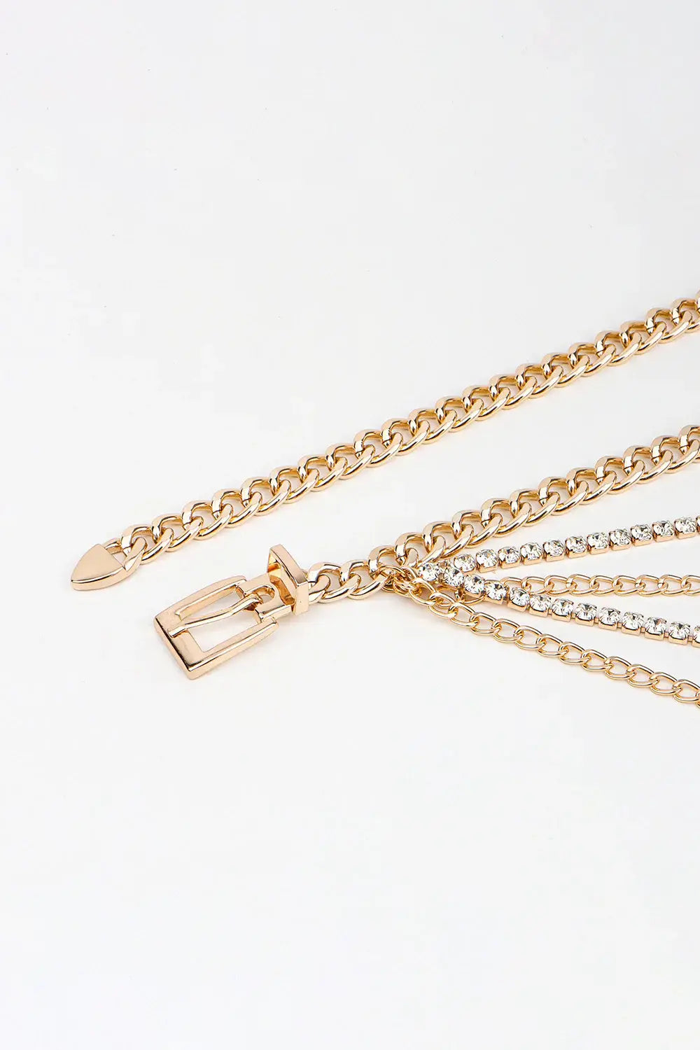 Rhinestone Decor Metal Chain Belt - Trendsi - Flyclothing LLC