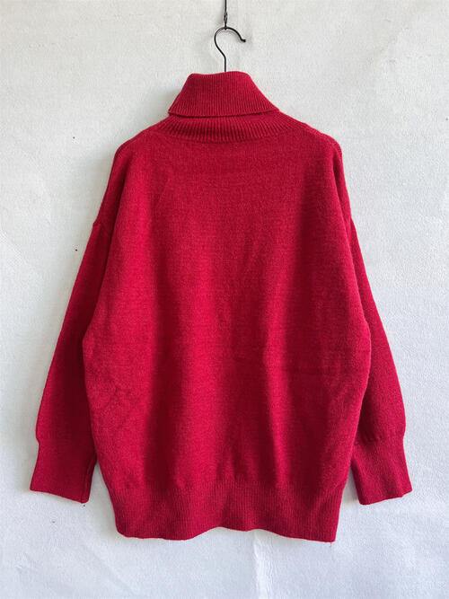 Turtleneck Long Sleeve Sweater - Trendsi
