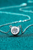 Moissanite Round Pendant Chain Necklace - Trendsi
