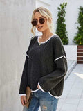 Boat Neck Dropped Shoulder Sweater - Trendsi - Flyclothing LLC