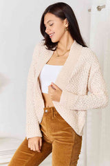 Double Take Open Front Long Sleeve Cardigan - Trendsi - Flyclothing LLC