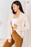 Double Take Open Front Long Sleeve Cardigan - Trendsi - Flyclothing LLC