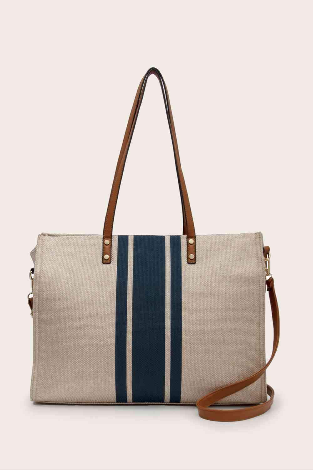 Striped Tote Bag - Trendsi - Flyclothing LLC