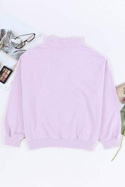 Quarter Zip Dropped Shoulder Sweatshirt - Trendsi - Flyclothing LLC
