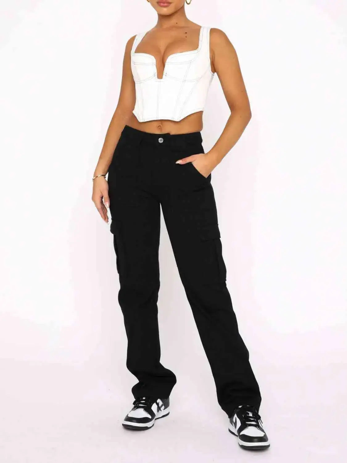 Straight Leg Cargo Pants - Trendsi - Flyclothing LLC