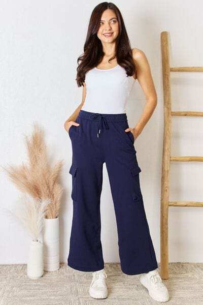 RISEN Drawstring Relaxed Cargo Wide Leg Pants - Trendsi - Flyclothing LLC