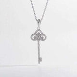 925 Sterling Silver Inlaid Zircon Key Shape Necklace - Trendsi - Flyclothing LLC