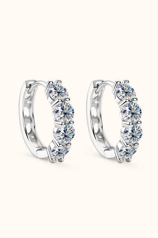 2.4 Carat Moissanite Huggie Earrings - Trendsi - Flyclothing LLC