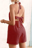 Halter Neck Tie Back Romper - Trendsi - Flyclothing LLC