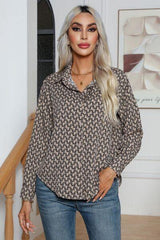 Printed Buttoned Long Sleeve Shirt - Trendsi