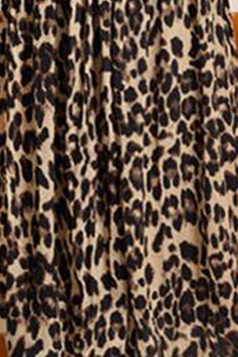 Plus Size Leopard Print Midi Skirt - Trendsi - Flyclothing LLC