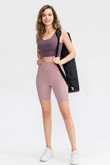 Wide Waistband Sports Shorts with Pockets - Trendsi - Flyclothing LLC