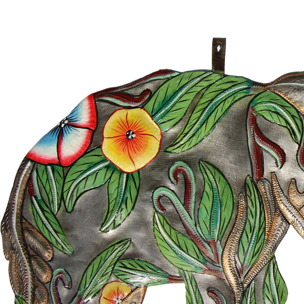 Hibiscus Elephant Haitian Metal Drum Art - Haitian Artisans - Flyclothing LLC