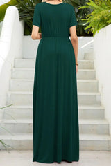 Round Neck Maxi Tee Dress with Pockets - Trendsi - Flyclothing LLC