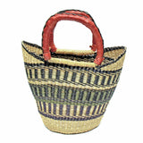 Bolga Tote, Neutrals with Leather Handle - 14-inch - Gitzell