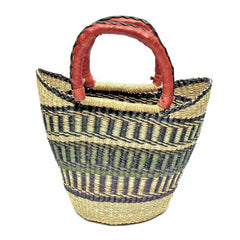 Bolga Tote, Neutrals with Leather Handle - 14-inch - Gitzell