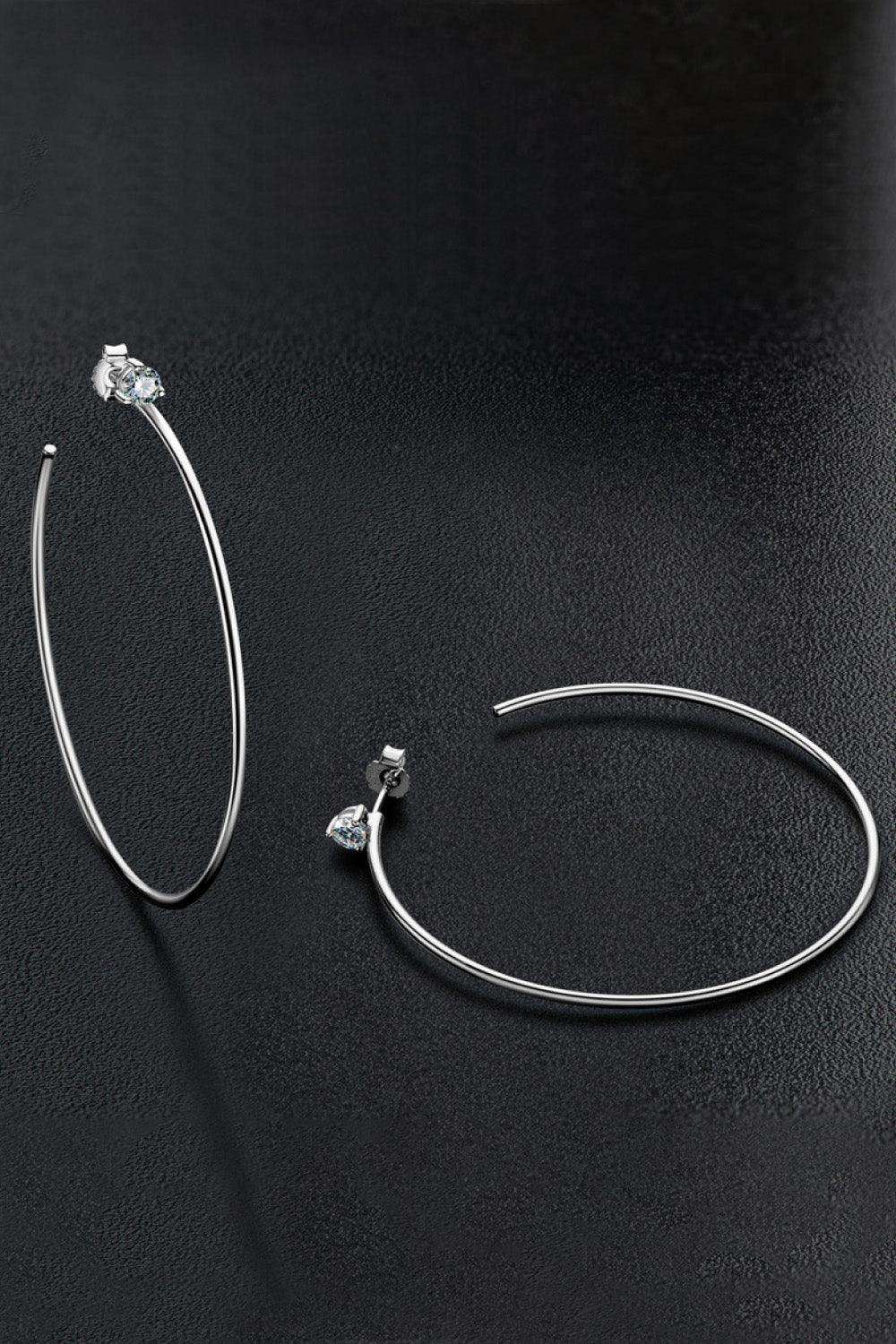 925 Sterling Silver Moissanite Hoop Earrings - Trendsi - Flyclothing LLC