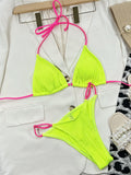 Ribbed Tie Back Bikini Set - Trendsi