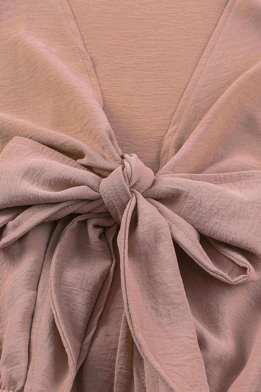Tied Flounce Sleeve Plunge Romper - Trendsi - Flyclothing LLC
