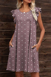 Butterfly Sleeve Round Neck Dress - Trendsi