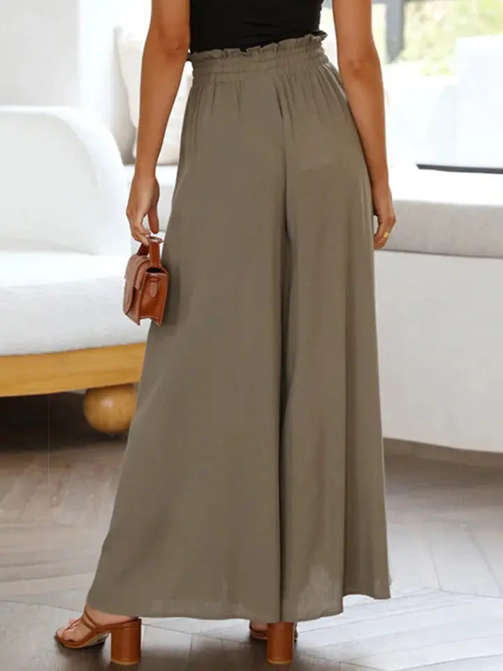 Drawstring Waist Wide Leg Pants - Trendsi - Flyclothing LLC